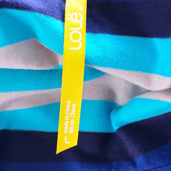 LOLE Large Tunic  Blue Stripe Top Short Sleeve  Scoop Neck - Picture 3 of 4